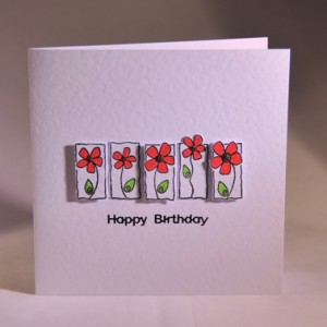 Red Flowers Birthday Card