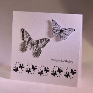 Silver Butterflies Birthday Card