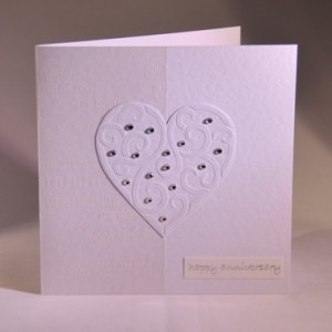 Embossed Heart Anniversary Card