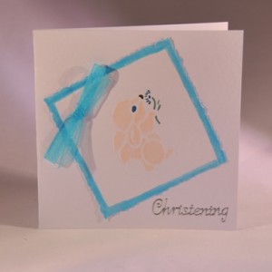 Rabbits and Ribbons Christening Card