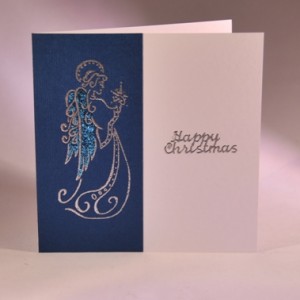 Silver Angel Happy Christmas Card