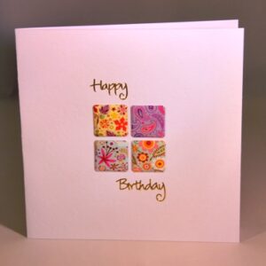 Retro Flowers Birthday Card