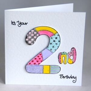 Patchwork Second Birthday Card