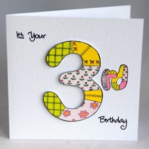Patchwork Third Birthday Card