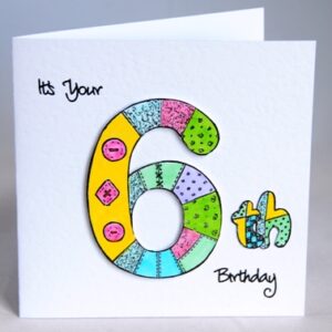 Patchwork Sixth Birthday Card