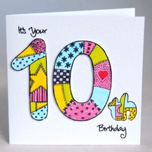 Patchwork Tenth Birthday Card