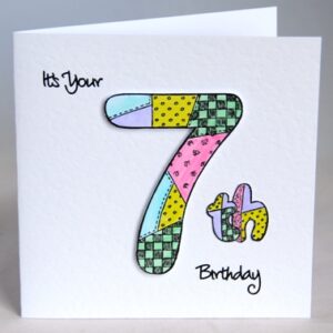 Patchwork Seventh Birthday Card
