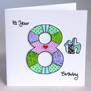 Patchwork Eighth Birthday Card