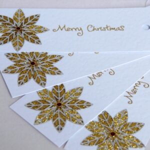 Gold Poinsettia Christmas Gift Tags