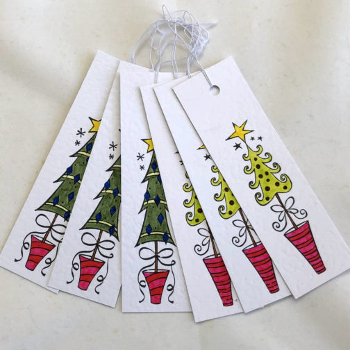 Handmade hand painted Christmas tree tags Handmade by Helen