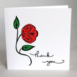 Red Poppy Thank You Card