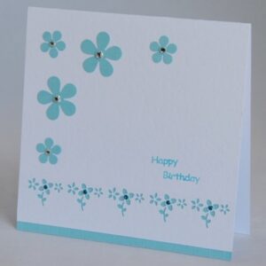 Turquoise Flowers Birthday Card