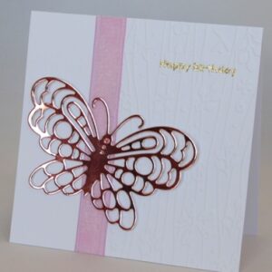 Pink Butterfly Birthday Card