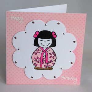 Japanese Doll Birthday Card