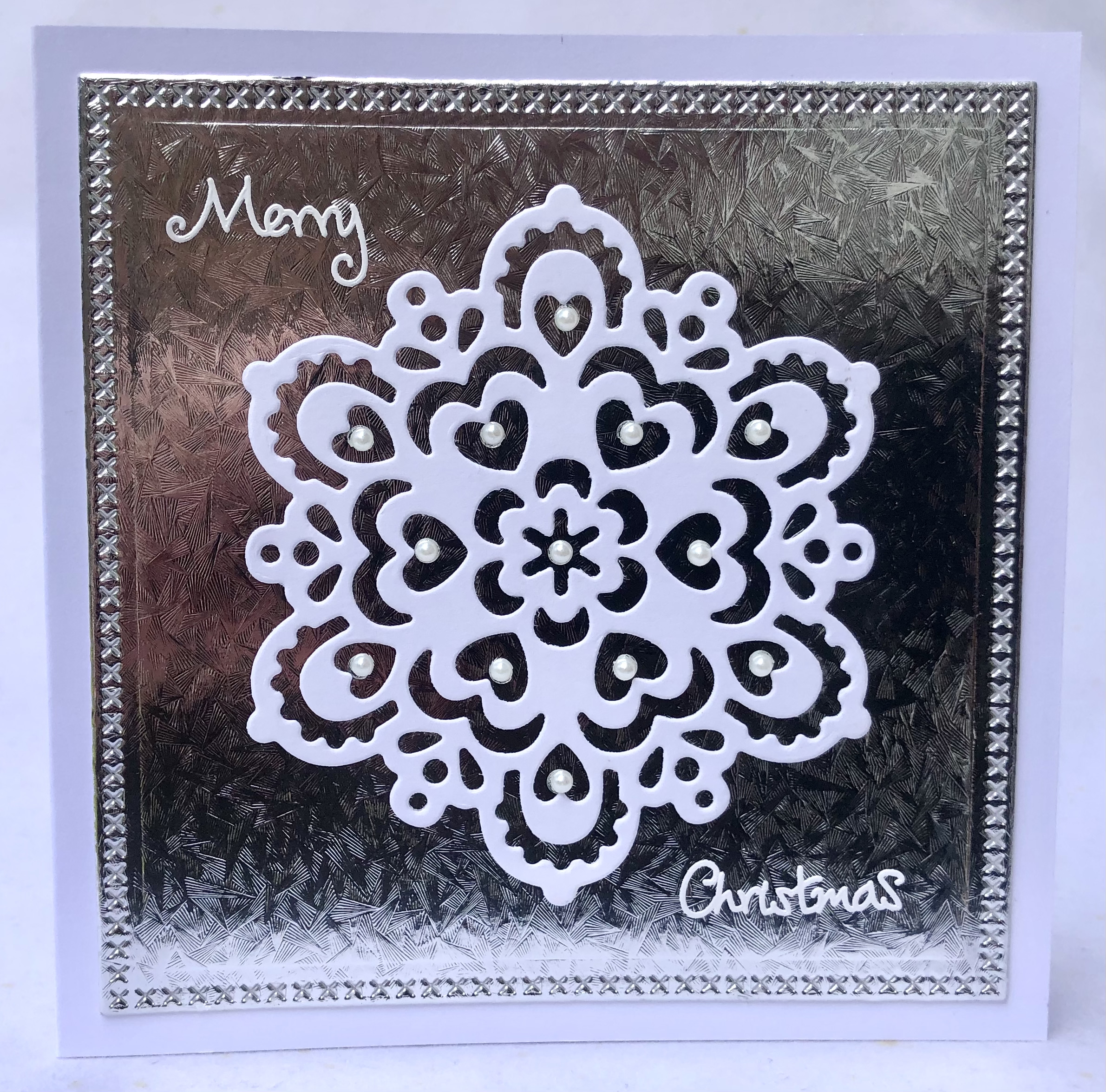 Pearl Snowflake Christmas Card - Image 1