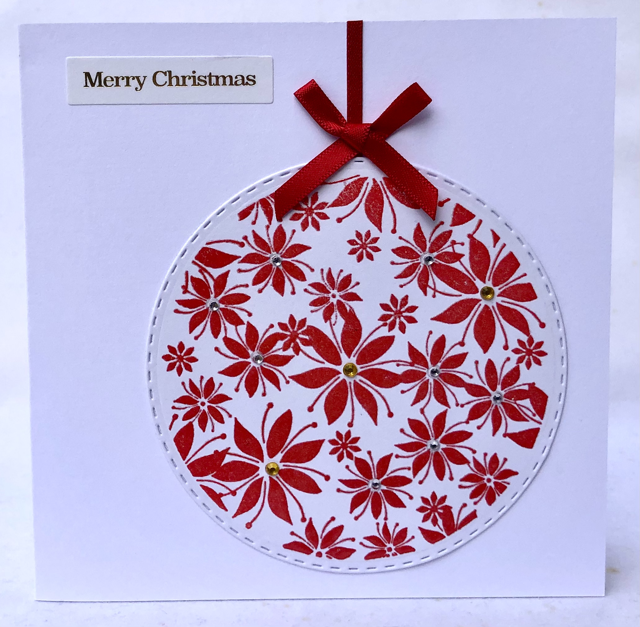 Poinsettia Bauble Card - Image 1