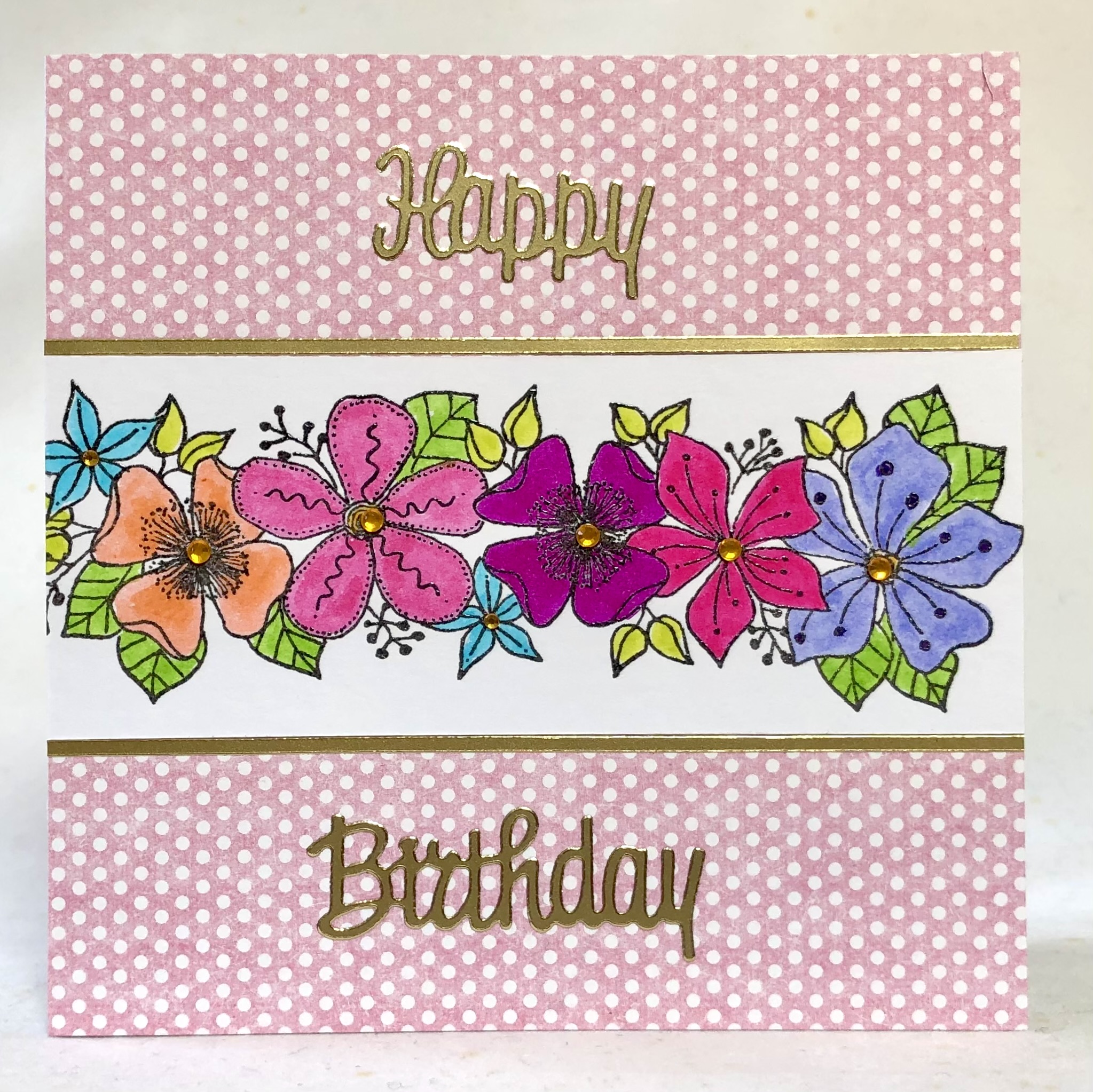 Polka Dots And Flowers Card - Image 1