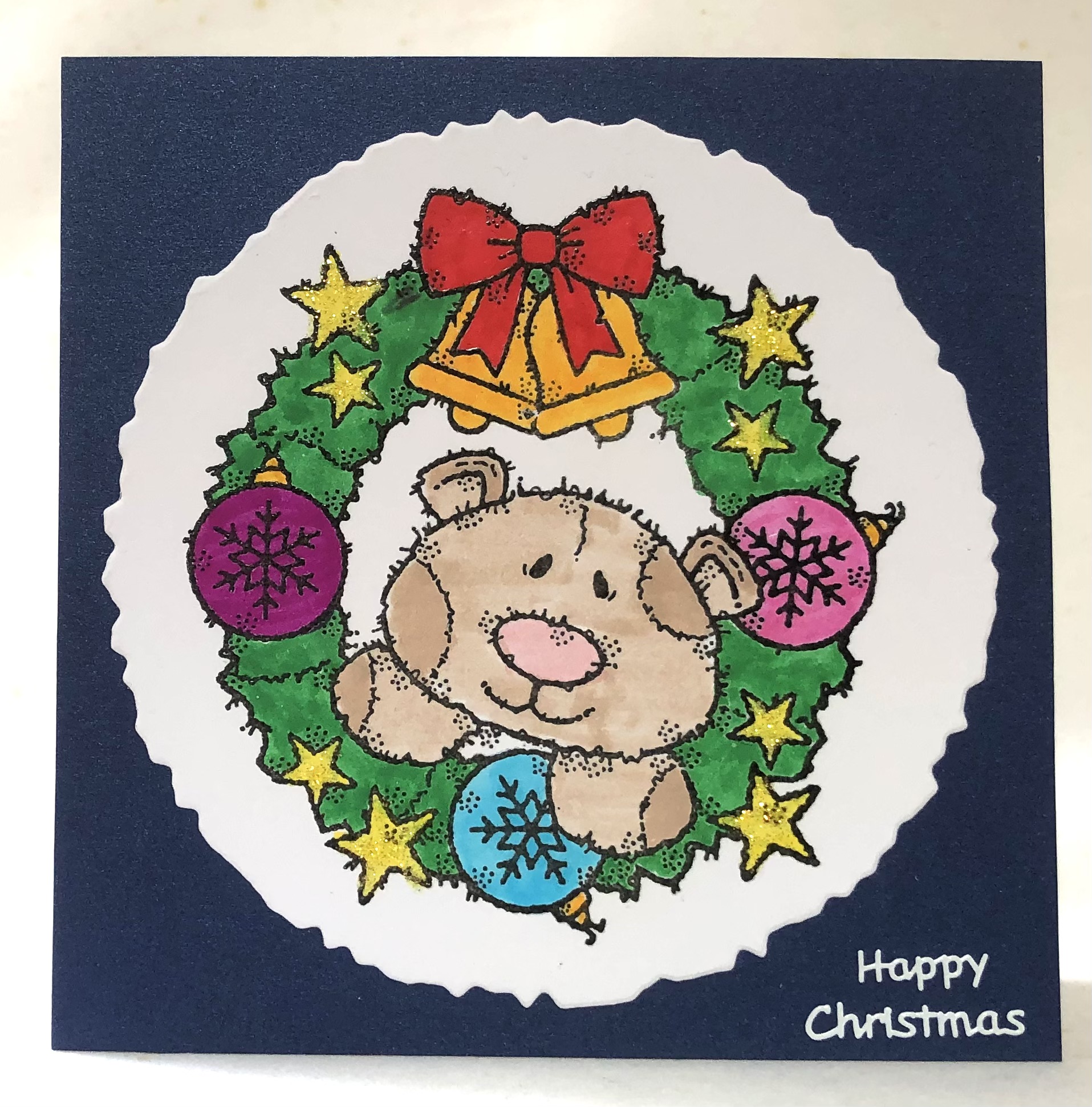 Christmas Bear Wreath Card - Image 1