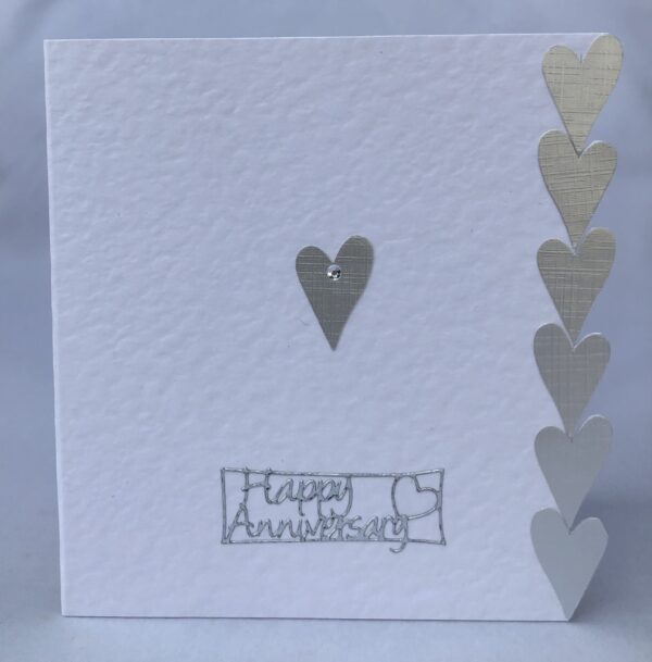 Silver Hearts Anniversary Card